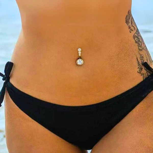 Gold Navel Ring - Dainty Belly Button Jewelry, Curved Barbell Piercing, Silver Belly Ring, Belly Bar