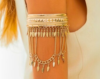 Arm Band Bracelet, Arm Bangle Cuff, Gold And Silver Arm Bracelet - Collier Bras Arm Jewelry For Women