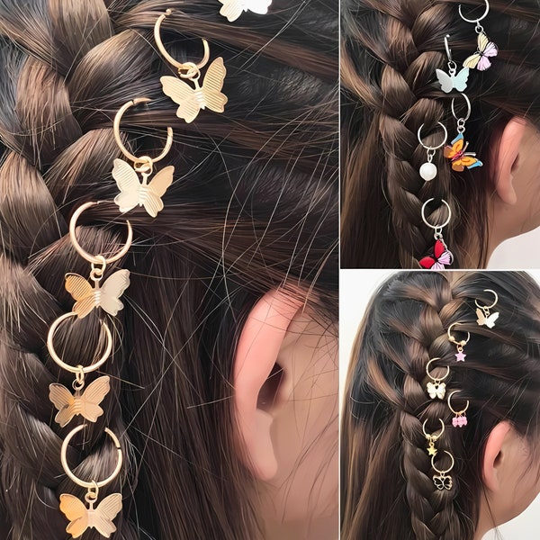 Butterfly+ Hair Ring Set - Hair Beads Braids Accessory for Women and Kids - Spiral Hair Tube Rings for Braids
