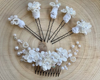 White hair accessories for wedding/ first communion/ confirmation/ festive