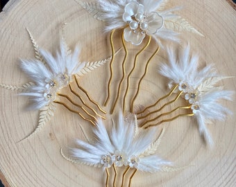 Hair accessories dried flowers/ bridal jewelry wedding white gold