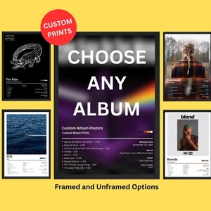 Music Posters - Album Poster Choose ANY Album Poster Custom Music Posters Request your own album choice Frames Included