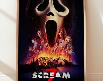 Póster de la película Scream 7 (2026), película de terror, impresión de arte mural, decoración del hogar, impresión de película, póster de asesino, arte mural moderno, tamaño A5, A4, A3