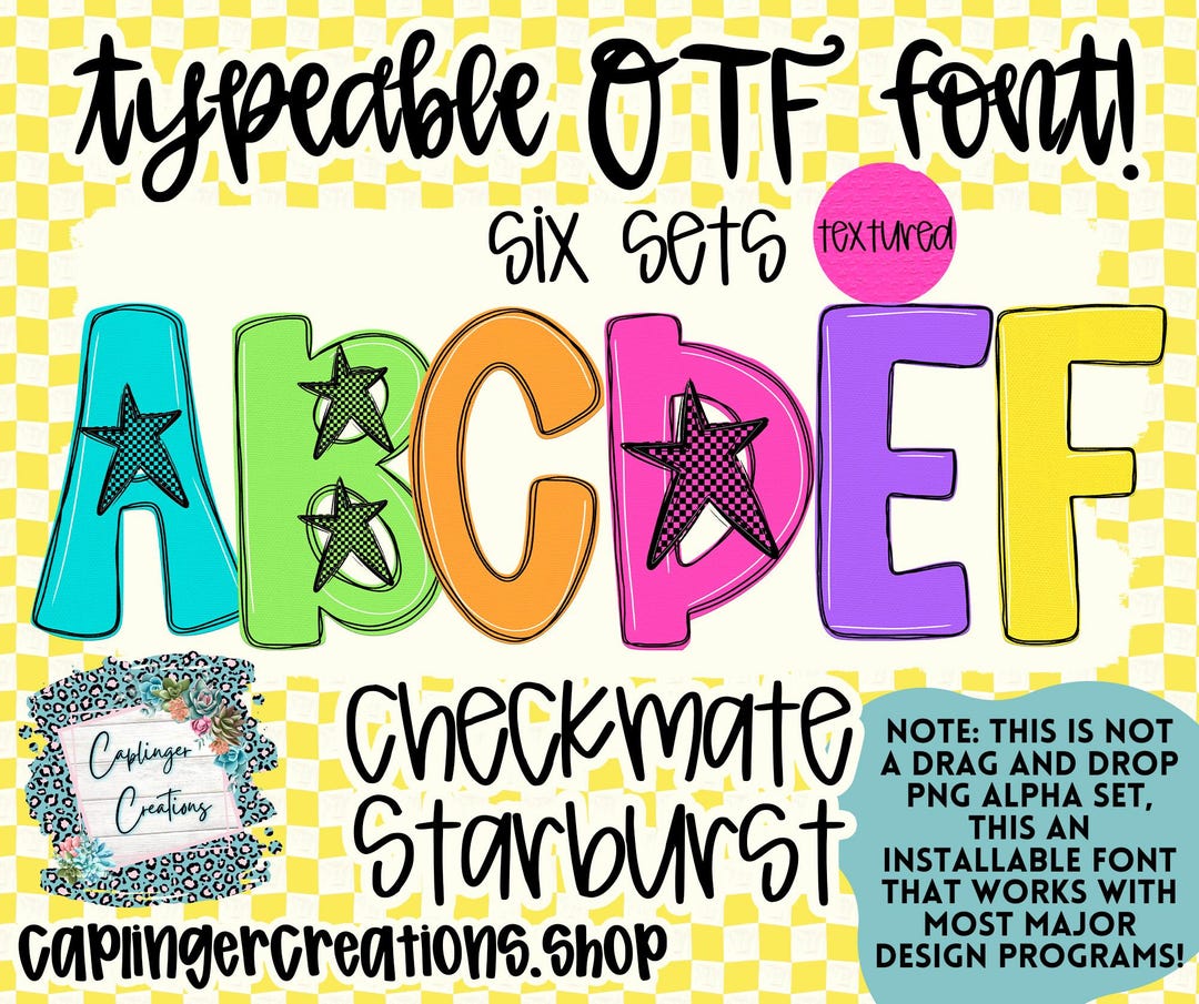 Typeable Images Checkmate Starburst | TYPEABLE FONT - Etsy