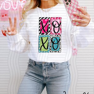 XOXO-ramar - Alla hjärtans dag-design - Färgglad och preppy | 300 DPI digital nedladdning PNG