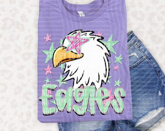 Eagles - Preppy Starry-Eyed Mascot Spirit Wear | 300 DPI Digital Download PNG