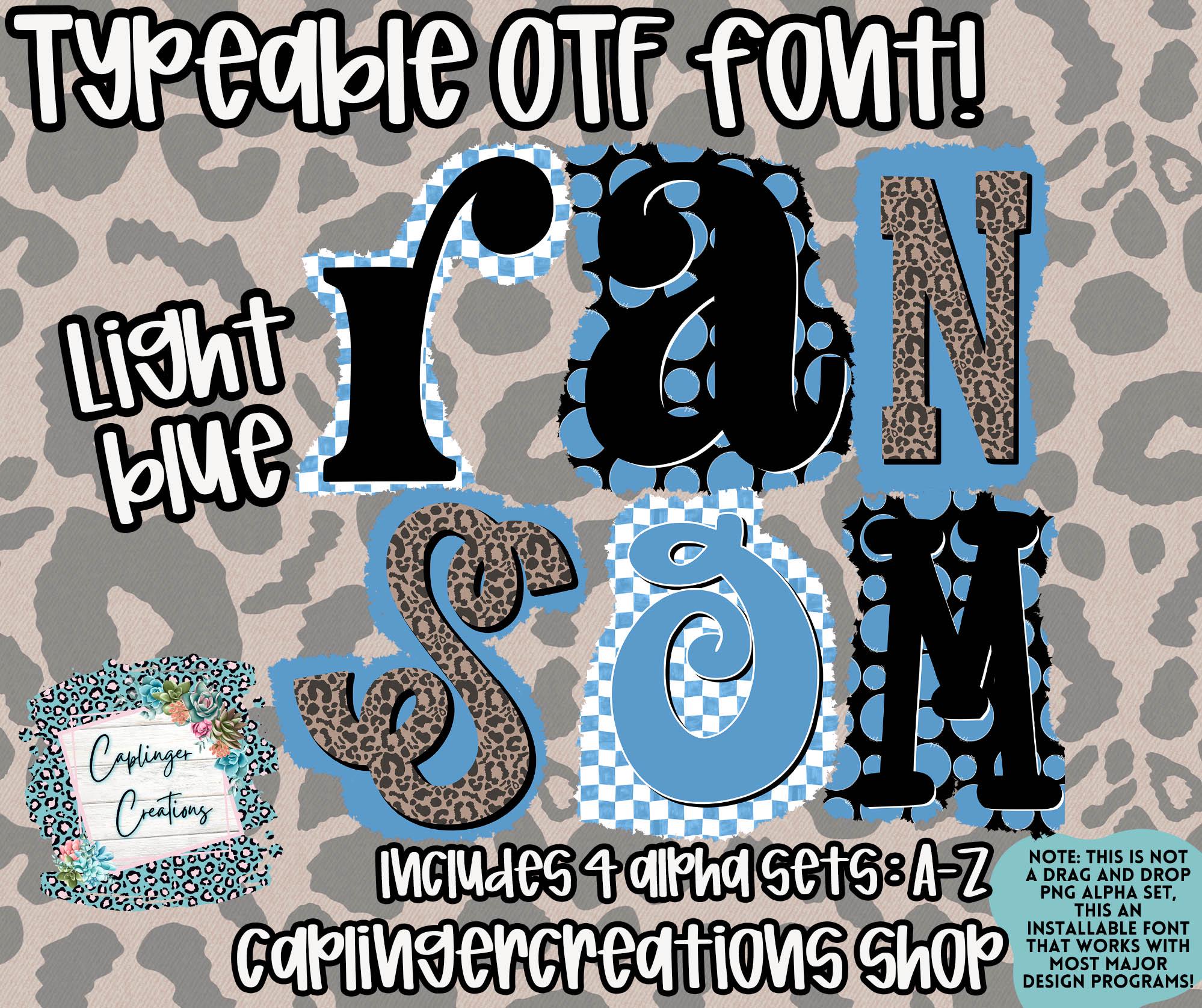 Light Blue Ransom - Alpha Font A-Z- 4 Full Sets | TYPEABLE OTF FONT - Etsy