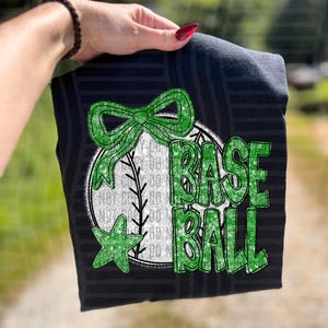 Faux Sequin - Green - Baseball Design | 300 DPI Digital Download PNG