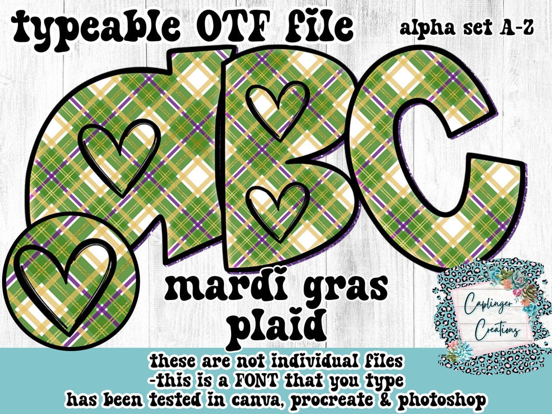 Typeable Images Mardi Gras Plaid Alpha FONT A-Z | TYPEABLE FONT - Etsy
