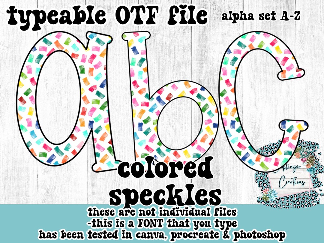 Typeable Images Colored Speckles Alpha FONT A-Z | TYPEABLE FONT - Etsy