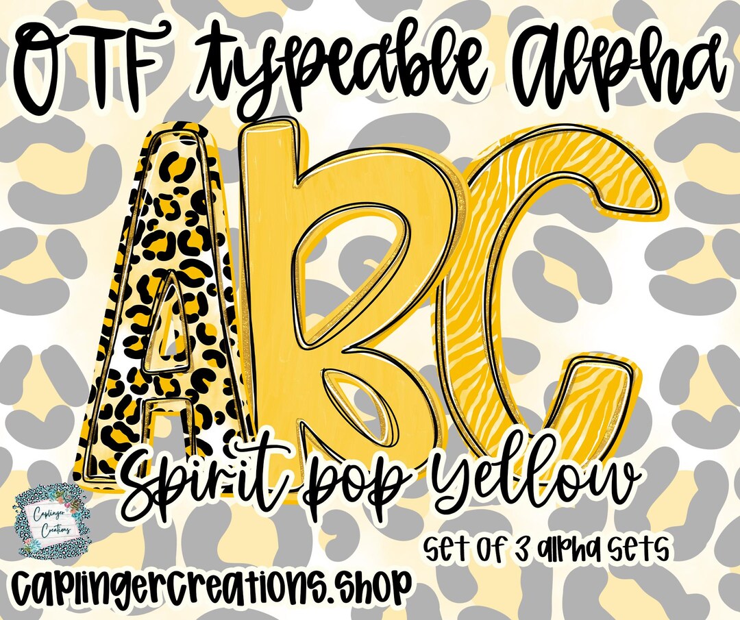 Typeable Images Yellow Gold - Spirit Pop - Alpha Font A-Z, 0-9 - 1 Full Set| TYPEABLE ...
