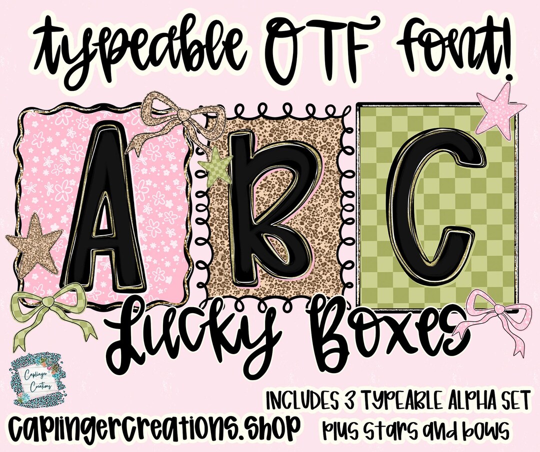 Lucky Boxes - Alpha Font A-Z, 0-9 3 Full Sets| TYPEABLE FONT - Etsy