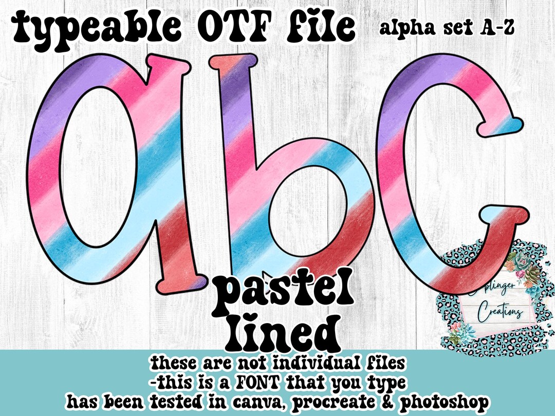 Typeable Images Pastel Lined Alpha FONT A-Z | TYPEABLE FONT - Etsy