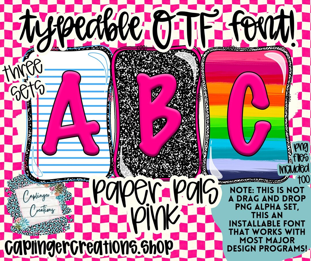 Typeable Images Paper Pals Pink Font A-Z – Typeable Alpha OTF (digital Font) - Etsy