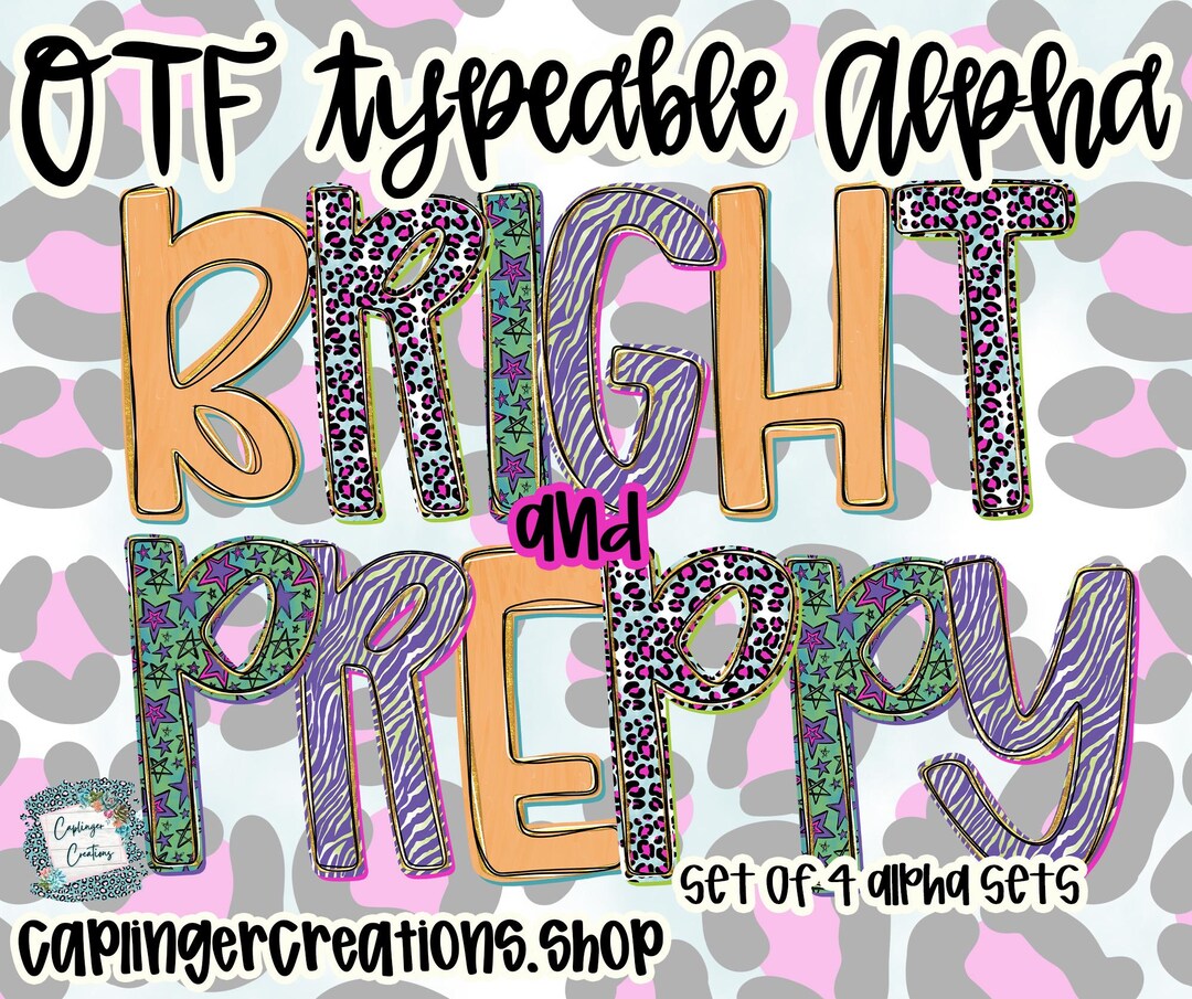 Typeable Images Bright and Preppy - Alpha Font A-Z, 0-9 - 1 Full Set| TYPEABLE OTF FONT ...