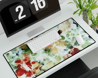Abstract botanical home office desk mat, Watercolor mouse pad