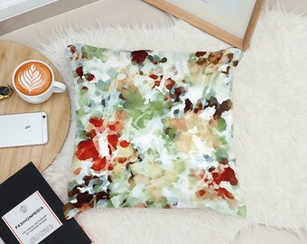 Abstract floral floor seating, Modern Impressionist yoga pillow, 26x26 or 30x30 botanical watercolor meditation cushion