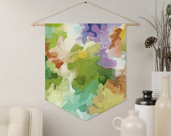 Abstract watercolor wall hanging, Modern textile art, Multicolor tapestry