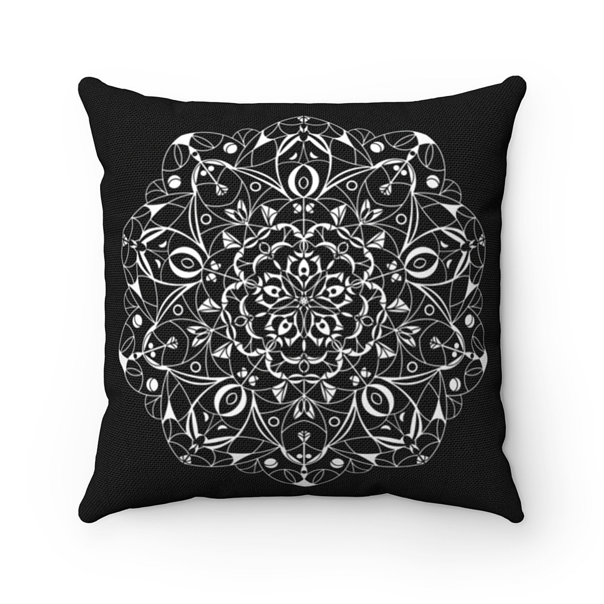 Black and white boho throw pillow 14x14 16x16 18x18 or Etsy