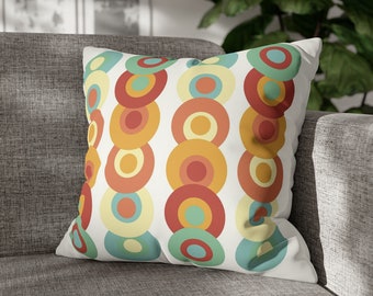 Retro geometric throw pillow, Mid-century modern couch cushion cover, Atomic age sofa decor