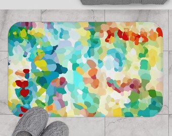 Watercolor bath mat, New apartment gift, Abstract bathmat, Modern bath decor