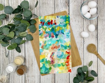 Watercolor tea towel, Organic cotton and hemp housewarming gift, Contemporary art dish cloth