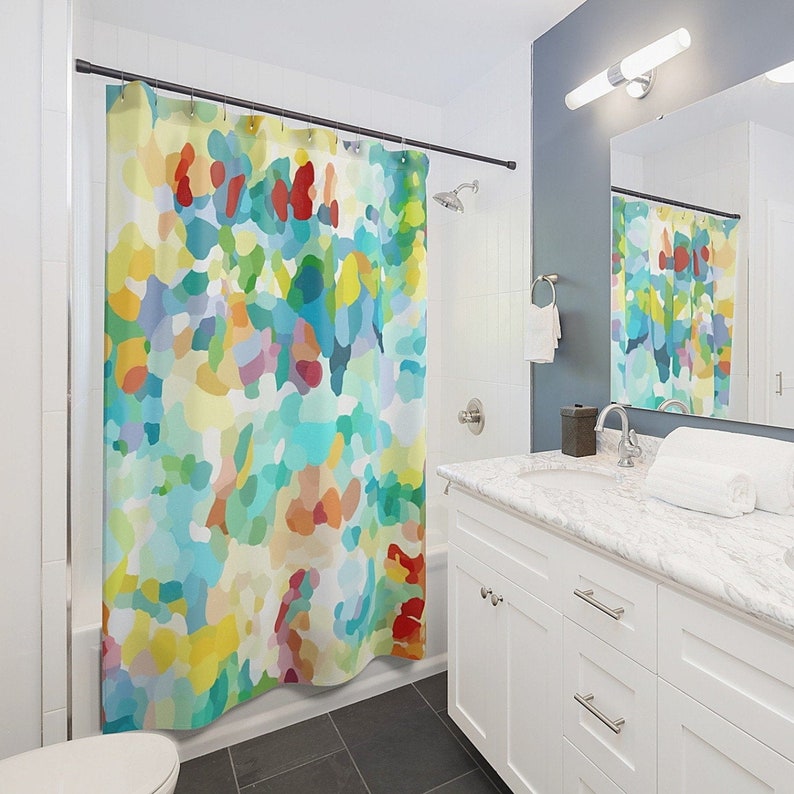 Watercolor shower curtain Abstract bathroom decor Modern Etsy