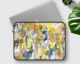 Abstract watercolor laptop sleeve, Modern art tablet pouch, Gift for student, Protective case