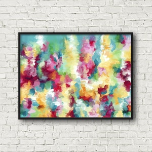 Vivid abstract botanical watercolor, Impressionist art multicolor print