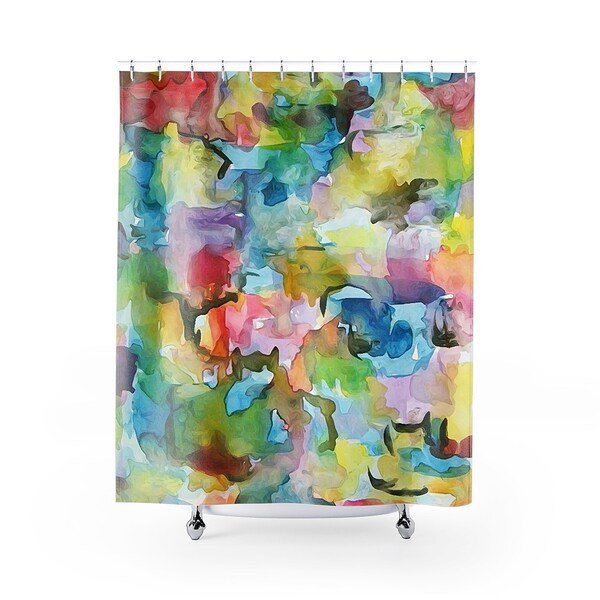 Watercolor Shower Curtain Etsy