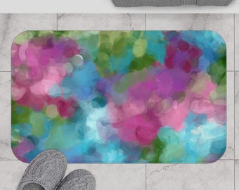 Watercolor bath mat, New home gift, Abstract shower rug