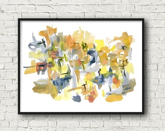 Abstract watercolor print, Neutral modern gallery wall art