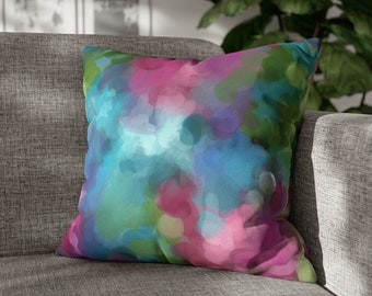 Modern Impressionist throw pillow, Vivid watercolor couch cushion cover, Abstract vineyard sofa decor