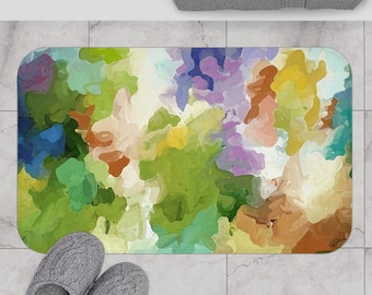 Abstract art bathmat, Artistic gift, Watercolor bath mat