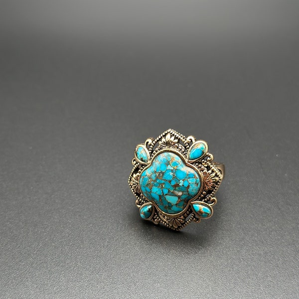 Estate Barse Thailand Turquoise Cocktail Ring Size 11