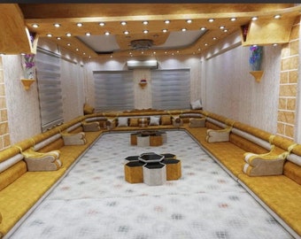 Majlis árabe de tamaño personalizado, sofá árabe, conjunto de sofás marroquíes, Majlis árabe, muebles árabes, salón árabe, asientos orientales, sofá árabe