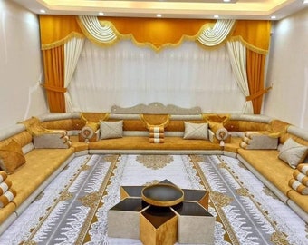 Custom Size Arabic Majlis, Arabic Sofa, Moroccan Sofa Set, Arabian Majlis, Arabic Furniture, Arabic Lounge, Oriental Seating, Arabian Sofa