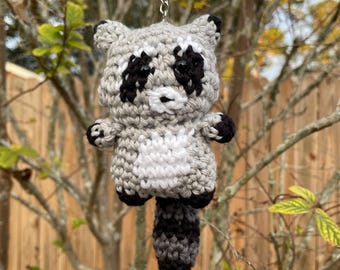 Crochet Raccoon Keychain Bag Charm