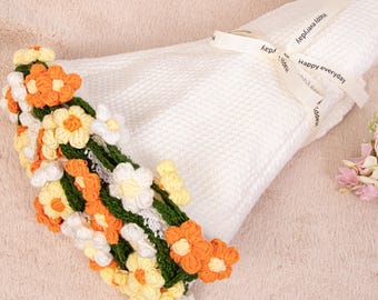 Personalized Bouquet Blanket Crochet Lily of the Valley Blanket Finished Flower Blanket with Custom Name Handmade Rose Blanket Gift for Mom