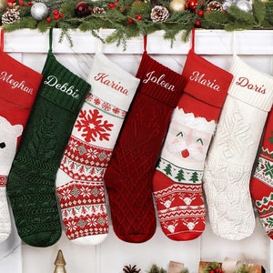 Personalized Christmas Stockings Knitted Stocking for Family Stockings with Name for Christmas Gift Custom Stocking for Christmas Decoration