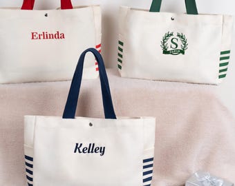 Tote Bags Personalized Embroidered Canvas Beach Tote Bridesmaid Proposal Travel Bag for Bridal Shower Gift Women Bachelorette Bags for Her