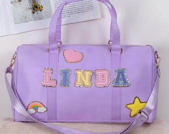 Name Patch Dance Bag for Girl Custom Daughter Overnight Bags Colorful Weekender Bag for Girl Back to School Bag Gift Kids Birthday Gift Bags