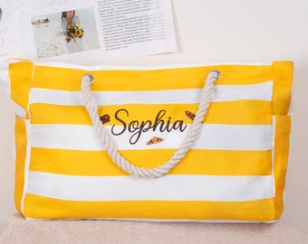 Beach Tote Bags Bridesmaid Gift Bag for Women Monogram Tote for Bridal Party Gift Weekender Bag for Bachelor Party Gifts Student School Bags