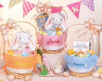 Easter Basket for Kids Personalized Easter Basket Embroidered Name Basket Custom Girl Easter Basket for Easter Eggs Basket Kids Easter Gifts