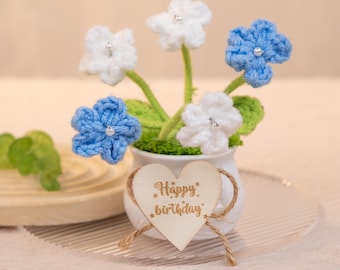 Adorable Mini Crochet Lily of the Valley Flower Pot Handmade Flower Pot Crochet Desk Decor Flower Pot Birthday Gift Graduation Gift for Her