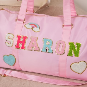 Duffle Bags Girls Overnight Bags for Birthday Gifts Bag Personalized Chenille Letter Bag Ballet Bag Gym Cheer Bags Girls Ballerina Dance Bag