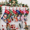 Personalized Christmas Stockings Luxury Stocking Applique 3D Stocking with Name Embroidery Plush Stocking for Family Gift Holiday Decoration