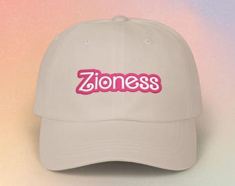 Zioness Embroidered Baseball Cap - Pink Barbie Font Jewish Pride Baseball Hat