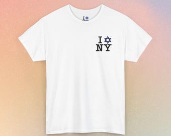 I Love NY Jewish Star Embroidered T-Shirt (Light Colors) | Jewish New York Tee