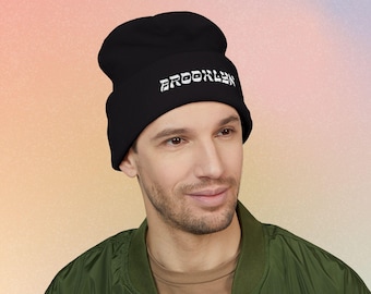 Brooklyn Hebrew Style Font Classic Cuffed Beanie (Embroidery)